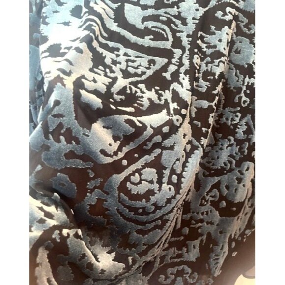 Simply Vera Wang Burnt Out Velvet Chiffon Tunic Blouse Blue Black Trim Pm Gothic - Picture 8 of 15